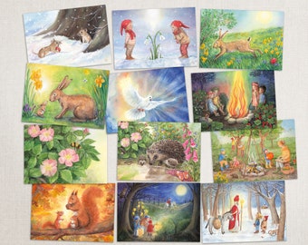 large postcard set seasonal table