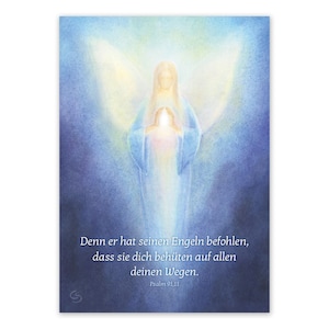Postcard with baptismal saying Psalm 91:11 motif choice