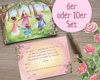 Princess invitation card, 6 or 10 pieces