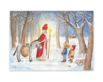 Postcards Santa Claus, Waldorf seasonal table
