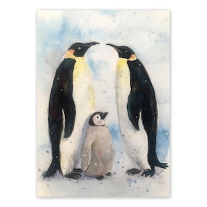 Postkarte Pinguinfamilie