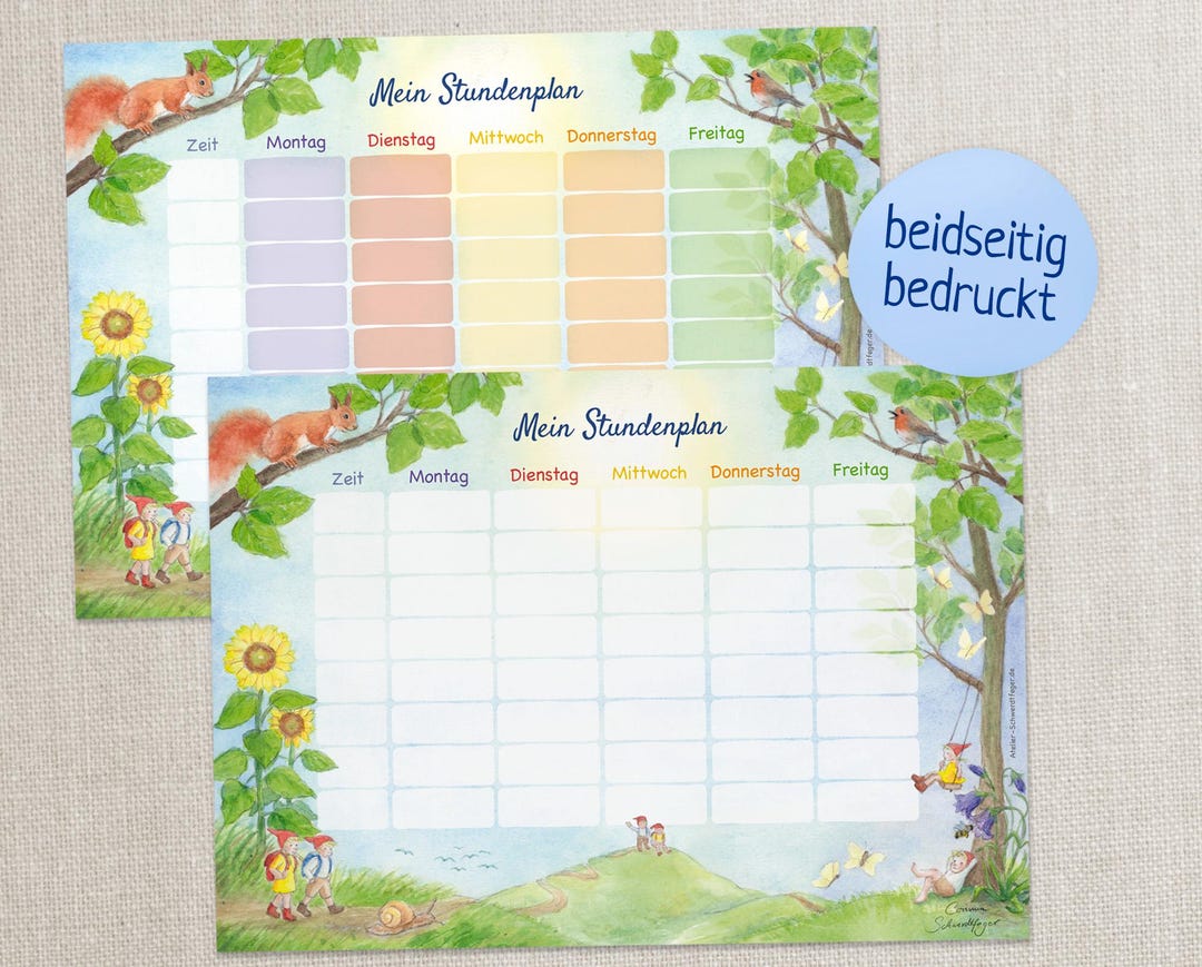 Timetable With Elf Children - Etsy