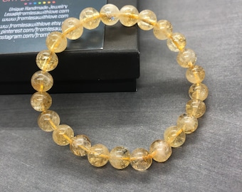 Handmade Citrine Bracelet: 8mm Gemstone Beaded Yoga Jewelry