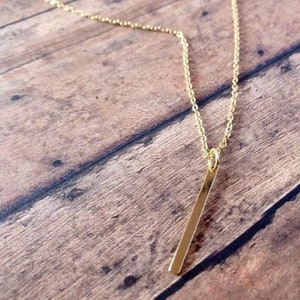 Dainty Gold Bar Necklace - Simple Minimalist Jewelry for Layering - Gold Filled Pendant