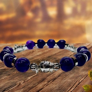 Handmade Amethyst Bracelet, Natural Healing Crystal Jewelry, Gemstone Stackable Bracelet image 2