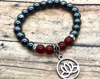 Hematite Bracelet, Red Jade Bracelet, Anti-inflammation Support Bracelet, Spiritual Healing Yoga Jewelry
