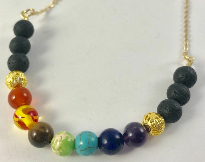 Chakra Necklace in Sterling Silver or Gold-Filled - Handmade Healing Jewelry, Chakras Rainbow Jewelry