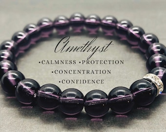 Boho Amethyst Bracelet, Gemstone Stackable Bracelet, Natural Crystal Healing Jewelry