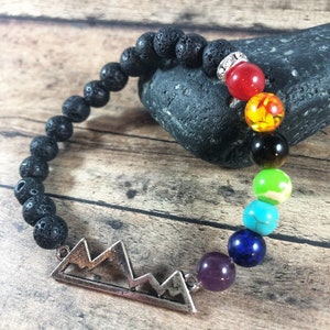 Chakra Armband, Berg Armband, 7 Chakra Armband, Bedeutungskarte, Lava Armband, Heilkristalle Schmuck, Berg Armband, Yoga Mala