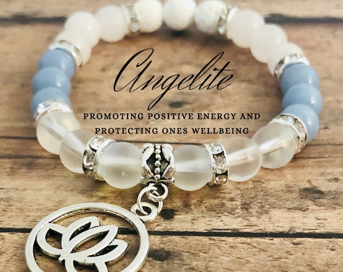 Angelite Bracelet Lotus Flower Bracelet