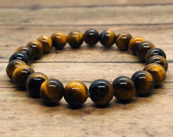 Genuine Tiger Eye Bracelet, Chakra Energy Bracelet, Power Protection Bracelet, Men Women, Yoga Meditation Bracelet