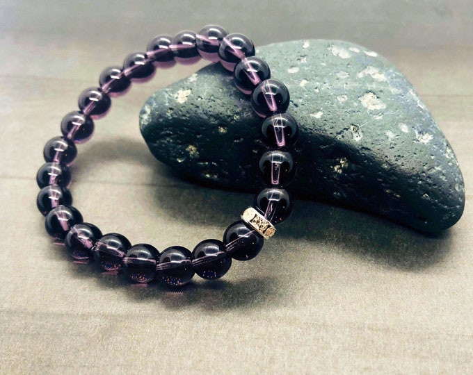 Amethyst Anklet, Anxiety Support Anklet, Calming Healing Gemstone Ankle Bracelet, Chakra Meditation Anklet, 6mm Beads