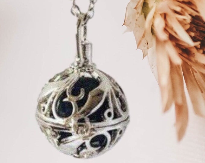 Stone Holder Necklace, Sterling Silver, Silver Plated Chain, Aromatherapy Locket