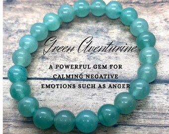 Green Aventurine Bracelet: 8mm Heart Chakra Healing Crystal