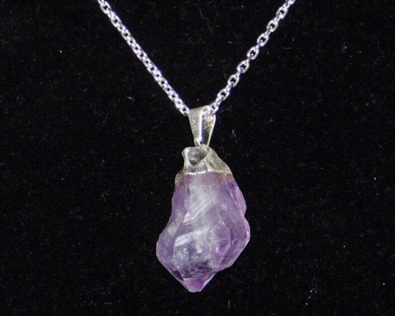 amethyst crystal necklace sterling silver