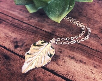 Simple Leaf Necklace Sterling Silver