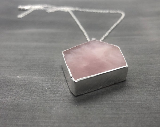 Rose Quartz Necklace, Sterling Silver, Healing Gemstone Pendant Necklace, Natural Stone Jewelry, Gift for Her