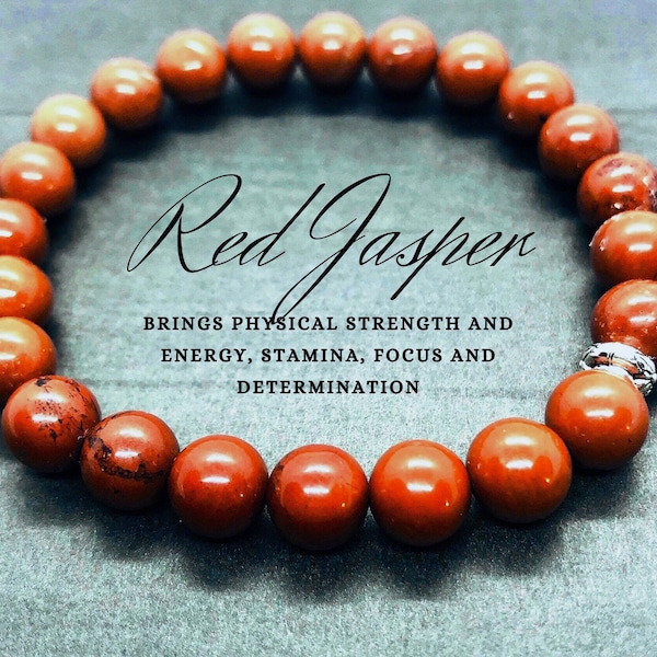 Red Jasper Bracelet, Positivity Support Bracelet, Protection Bracelet, Crystal Healing Yoga Jewelry, Gift for Her Him