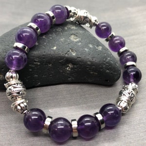 Handmade Amethyst Bracelet, Natural Healing Crystal Jewelry, Gemstone Stackable Bracelet image 5