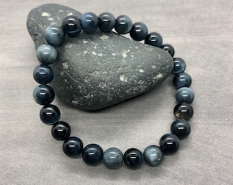 Blue Tiger Eye Bracelet, Chakra Energy Bracelet, Power Protection Bracelet, Yoga Meditation Healing Bracelet