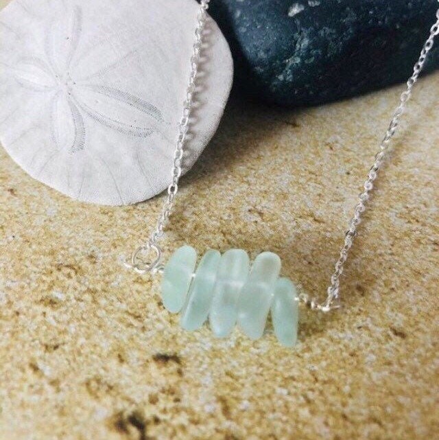 Sea Foam Green Beach Glass Necklace