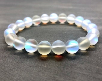 Angel Aura Quartz Bracelet - Calming and Healing Spiritual Jewelry, Good Luck Positive Yoga Jewelry