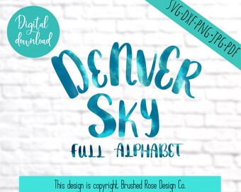 Svg fonts, Denver sky, hand lettered font, full alphabet svg files sayings, cricut clip art cut files, commercial digital download