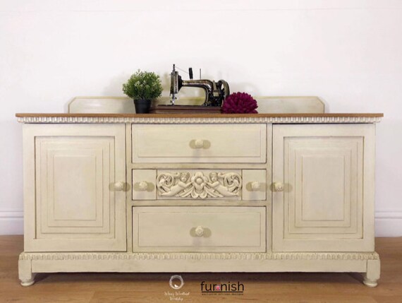 Vintage Sideboard Tv Stand Unit Solid Oak Furniture Painted Etsy