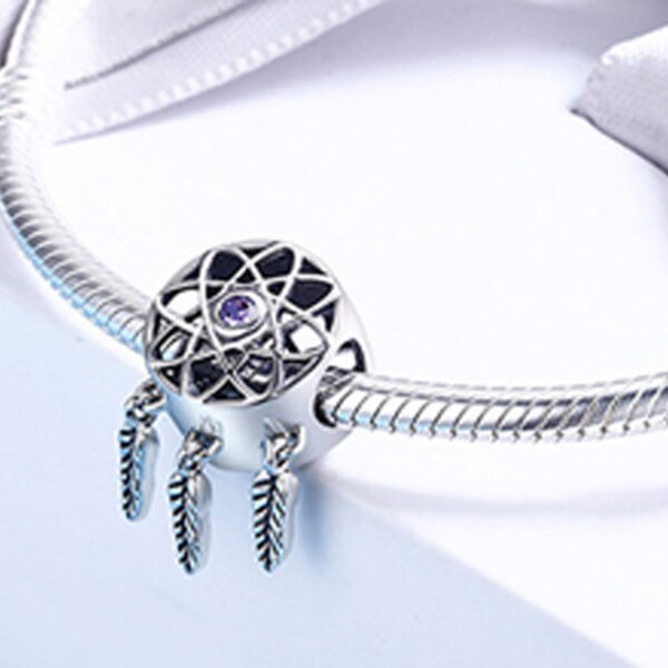 Genuine 925 sterling silver Dreamcatcher charm pendant - Fits European and Pandora charm bracelets