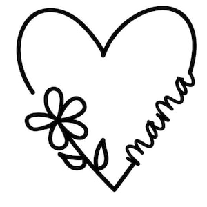 Mama hart met bloem SVG - Moederdag SVG - Flower Power - digitale download - Cricut Cut-bestand - sublimatie - 300 dpi png - cadeau voor moeder