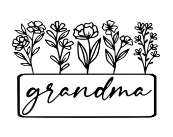 Wildflowers SVG - Grandma SVG - PNG 300 dpi Rectangle Svg - Grandma Shirt -  Tumbler - Cricut Cut File - Digital Download