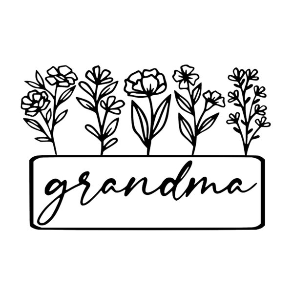 Wildflowers SVG - Grandma SVG - PNG 300 dpi Rectangle Svg - Grandma Shirt -  Tumbler - Cricut Cut File - Digital Download