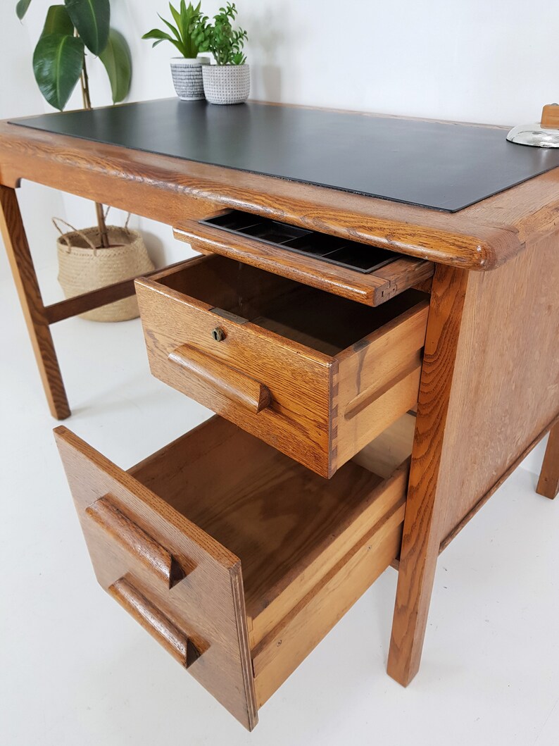Vintage Antique Desk 1930s / 1940s Solid Oak Teachers Desk Etsy UK