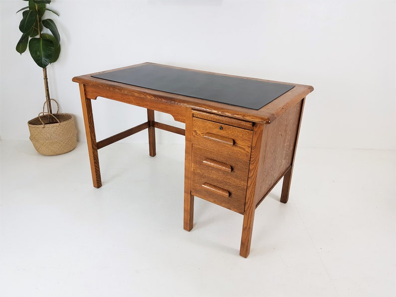 Vintage Antique Desk 1930s / 1940s Solid Oak Teachers Desk Etsy UK