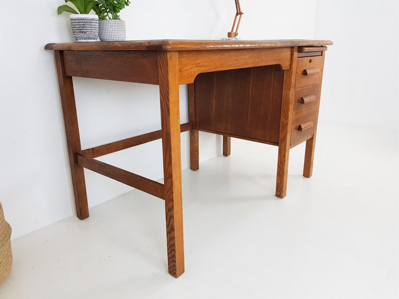 Vintage Antique Desk 1930s / 1940s Solid Oak Teachers Desk Etsy UK