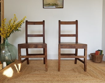 Two Antique Chairs - Solid Wood - Farmhouse / Antique / Shaker / Rustic / Welsh