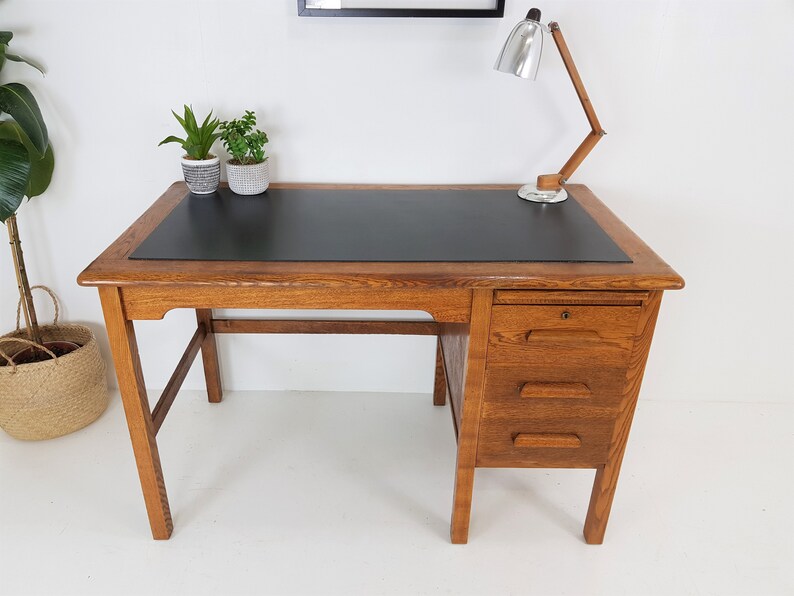 Vintage Antique Desk 1930s / 1940s Solid Oak Teachers Desk Etsy UK