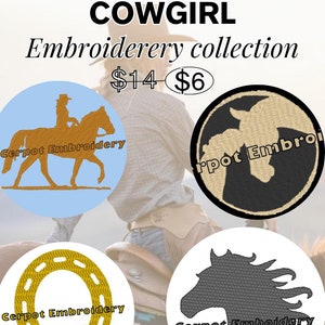 Machine Embroidery Designs Bundle -  Cowgirl Embroidery - Country girl Patches - Instant Download - 5 Different Designs