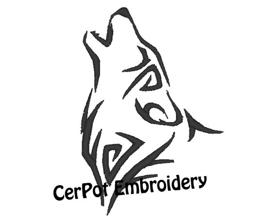 Machine Embroidery Design Howling Wolf Tribal Embroidery Etsy