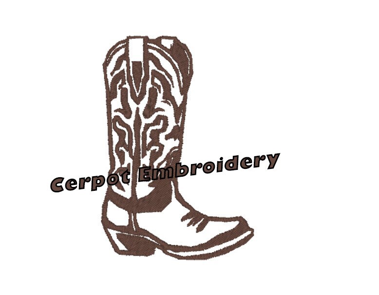 Machine Embroidery Design - Cowboy Boot Pattern - Western Old West ...