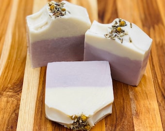 sensación de SUEÑO: Jabón de Manzanilla de Lavanda - Jabón Artesanal de Proceso en Frío, Jabón Natural, Jabón Vegano, Jabón Artesano