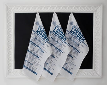 London UK, facts tea towel, London, England art gift, London souvenir, London GB present, print on teatowel, London skyline, Tower, Palace