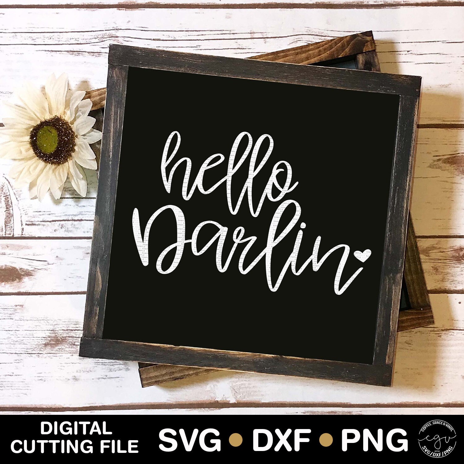 Cut File Hello Darlin SVG DXF PNG Silhouette Cameo Cricut | Etsy