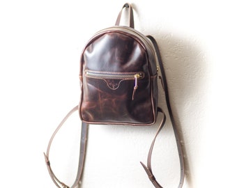 Small Women's Leather Backpack, Handmade, Full-Grain