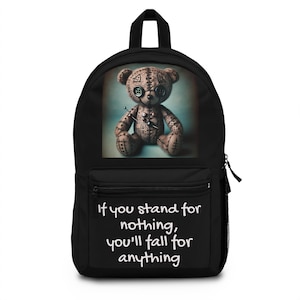 LUMLifeArt Unisex Black Inspirational VooDoo Bear Backpack