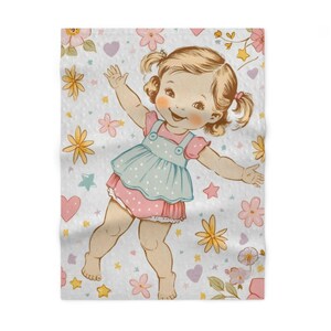 Vintage Floral Baby Blanket, Soft Fleece Nursery Blanket, Baby Shower Gift