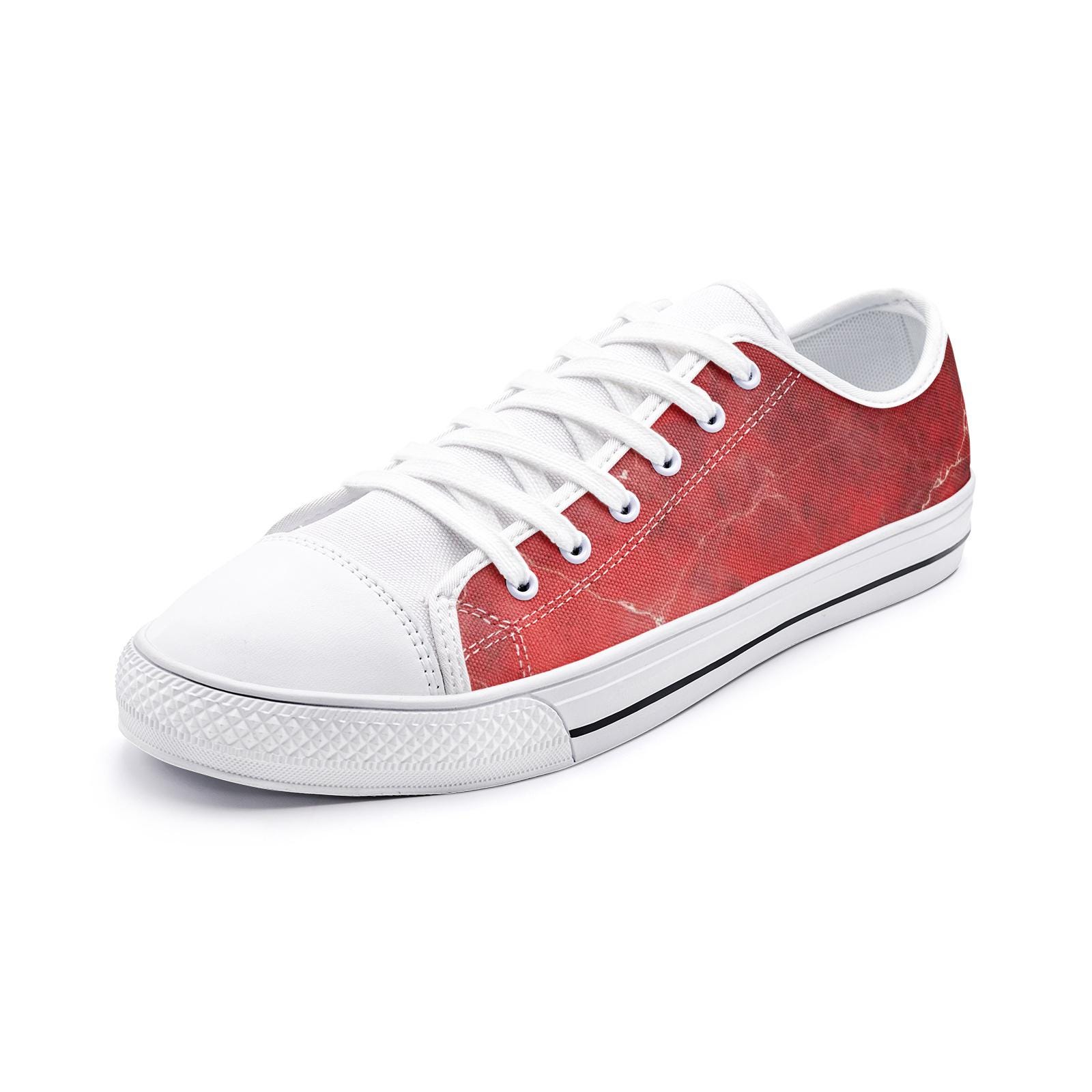 LUMLifeArt Unisex Red Marble Unisex Low Top Canvas Shoes
