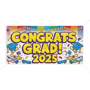 Banner de graduación LUMLifeArt &quot;Felicidades Graduado 2025&quot; de 122 x 61 cm, ideal para decoración de exteriores.