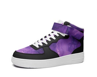 LUMLifeArt Purple Lightning Unisex high Top Leather Sneakers