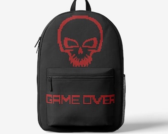 LUMLifeArt Black and Red Unisex Game Over  Trendy Backpack